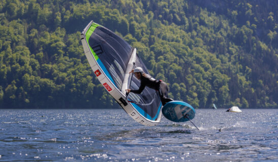 balz jibing on foil in swiss lakes
