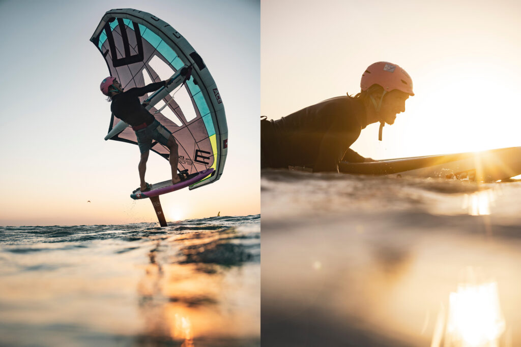 foiling at sunset